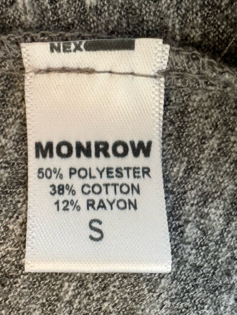 MONROW•TEXTURED TRI-BLEND VINTAGE SHORT•GRANITE•SIZE S - Picture 10 of 12